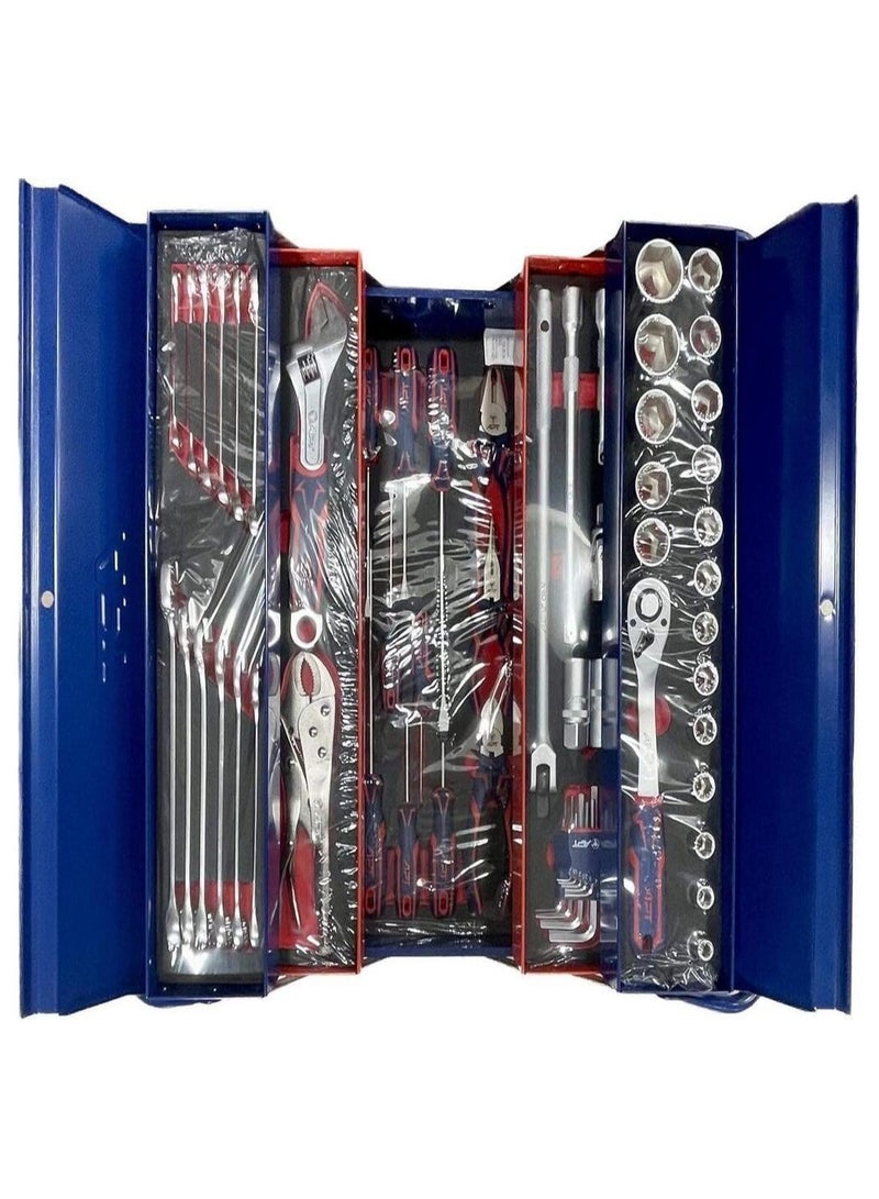 APT TS-59 5-Drawer Portable Steel Tool Chest with Complete 59-Piece Tool Set - Lockable Drawers, Handles, Wrenches, Screwdrivers & Sockets